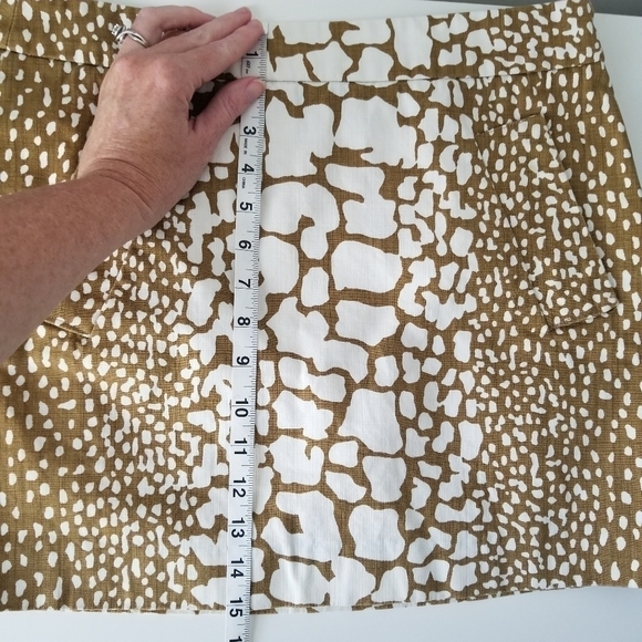 J. Crew Y2K Gold/White Python Print Mini Skirt Size 6 100% Cotton - Picture 4 of 10